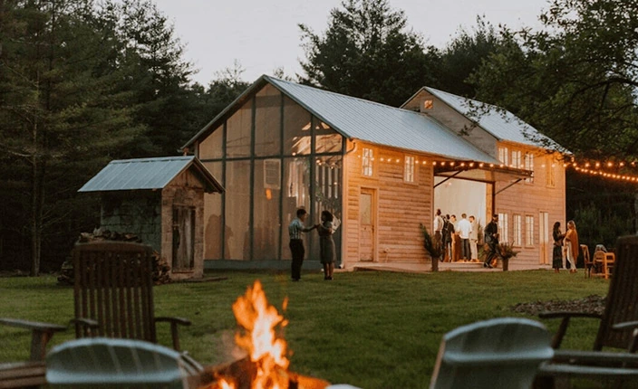 barn scene with fire